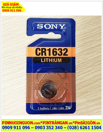 Sony CR1632, Pin 3v lithium Sony CR1632 /Xuất xứ Indonesia (Loại vỉ 1viên)
